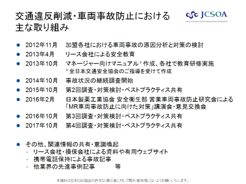 交通違反削減・車両事故防止における主な取り組み